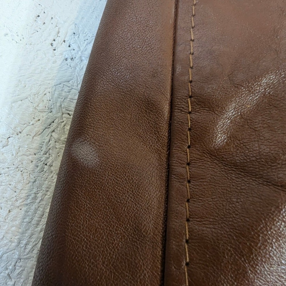Vintage Jean Pierre Brown Leather Jacket Made in Argentina 42 Mens 80s Shacket - Picture 9 of 16